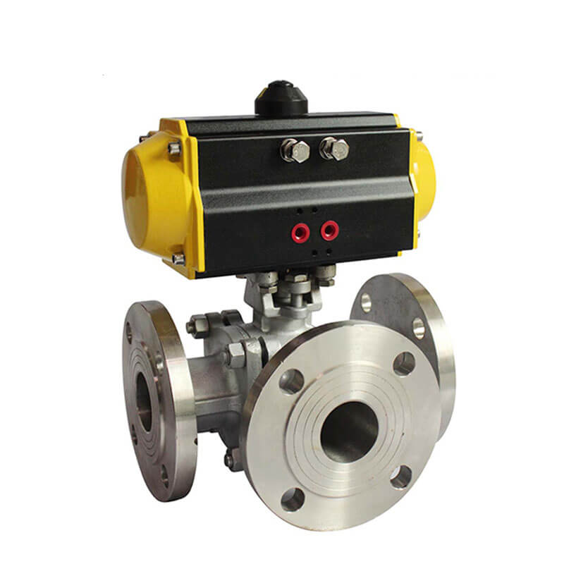 HK55-TF Flanged 3 Way Pneumatic Actuated Ball Valve